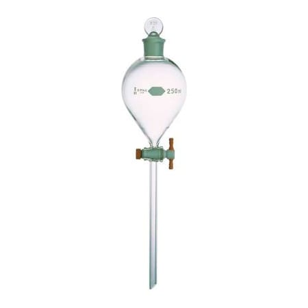Cp Lab Safety. Kimble Kimax Globe Separatory Funnels W/ PTFE Stopcock, 250ML 29043F-250